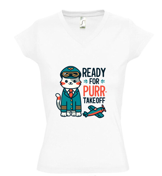 Női V nyakú póló