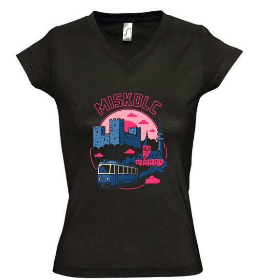 Női V nyakú póló