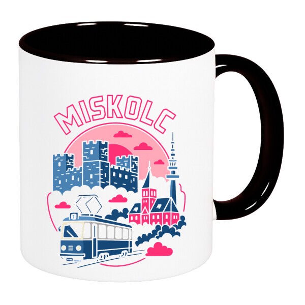 Színes fülű és belsejű bögre