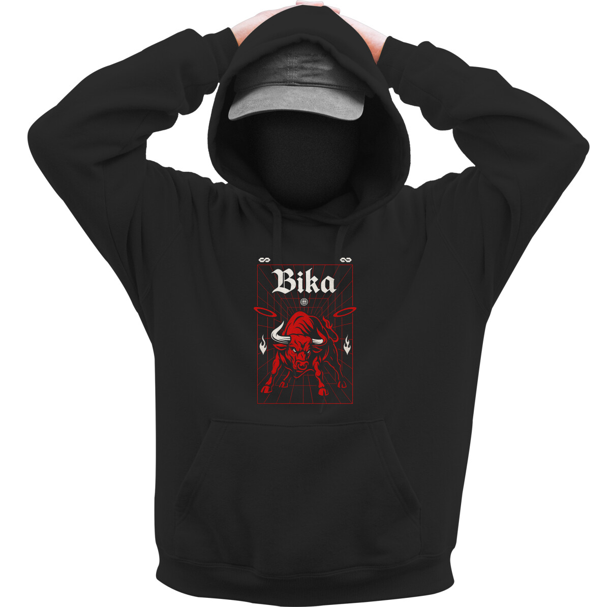 Kapucnis belebújós pulóver