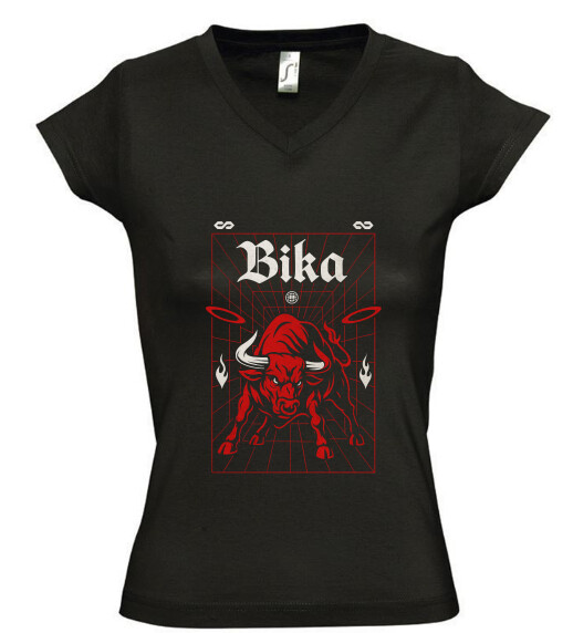 Női V nyakú póló