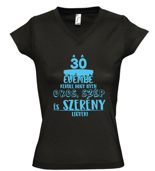 Női V nyakú póló