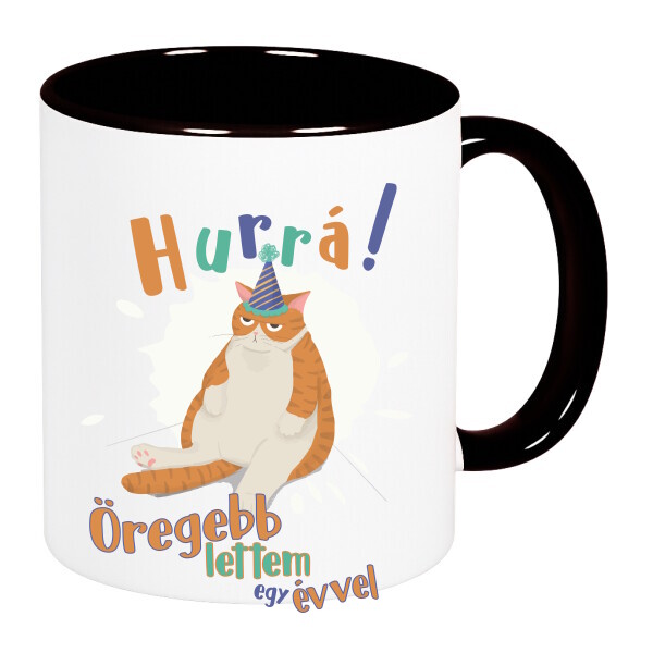 Színes fülű és belsejű bögre