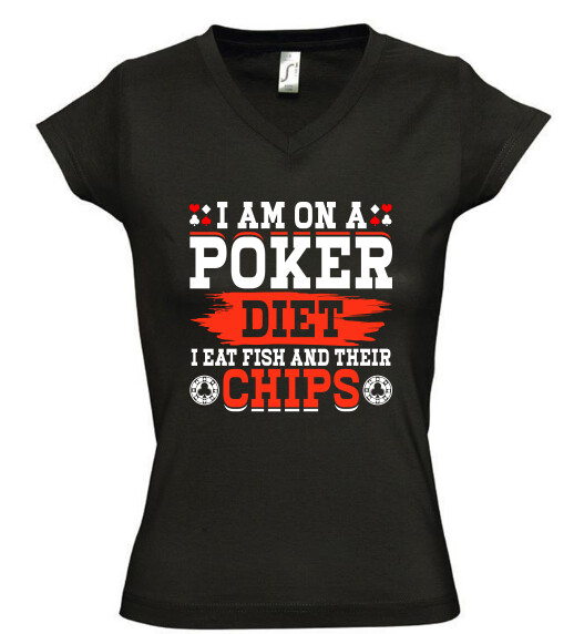 Női V nyakú póló