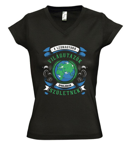 Női V nyakú póló