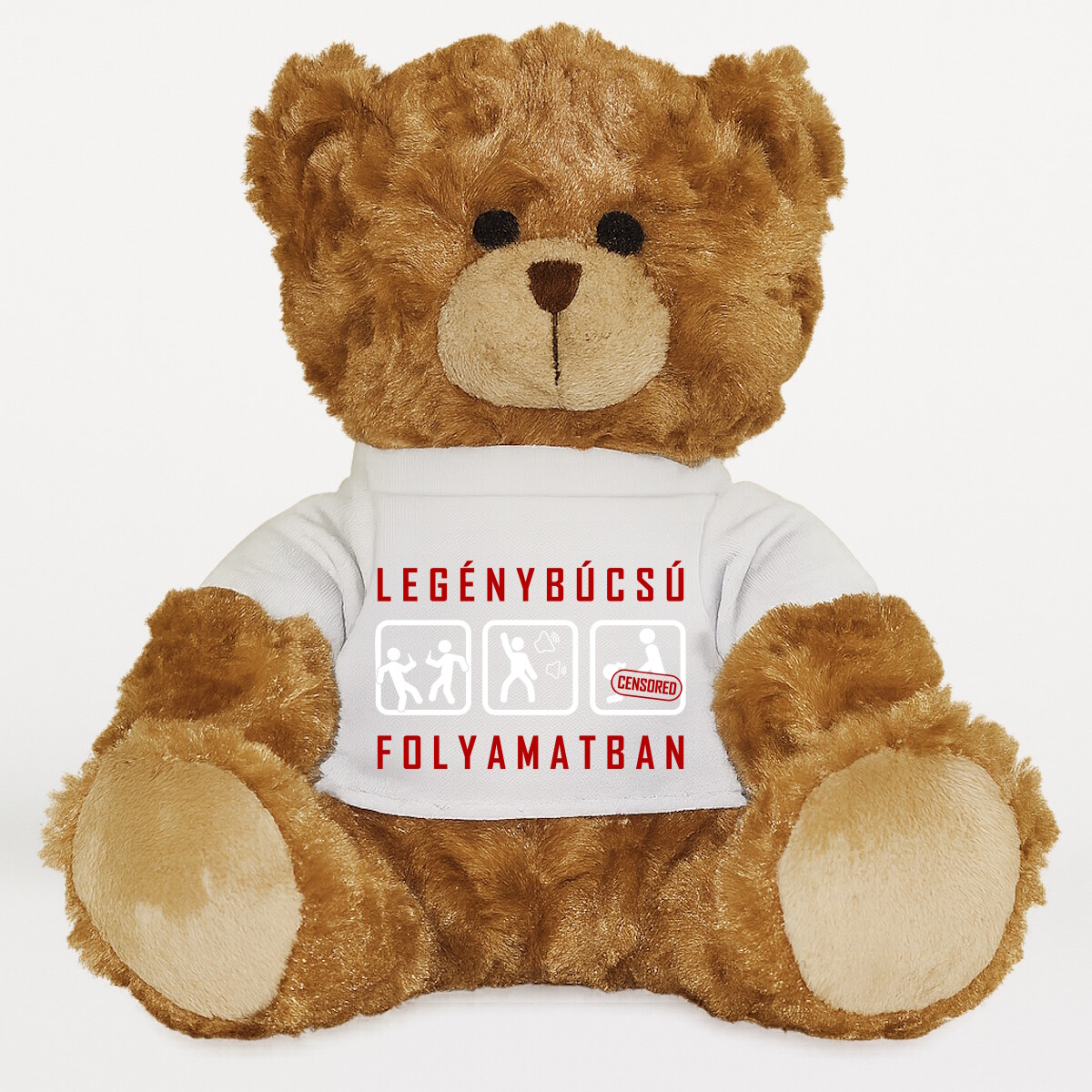 Plüssmaci egyedi pólóval