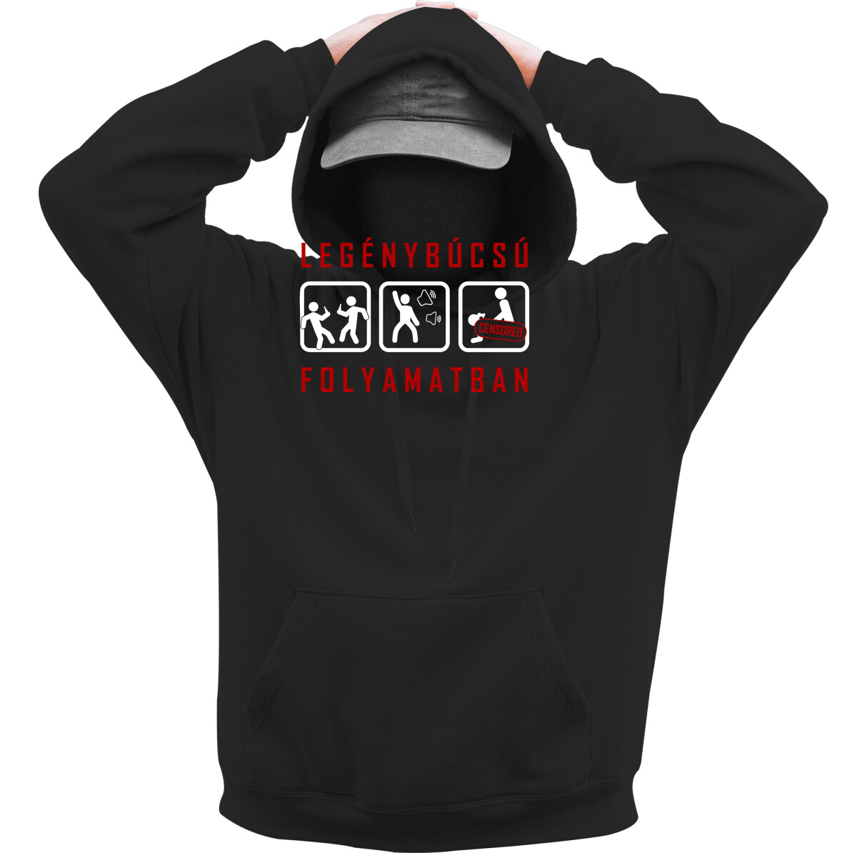 Kapucnis belebújós pulóver