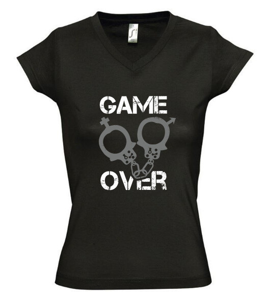 Női V nyakú póló