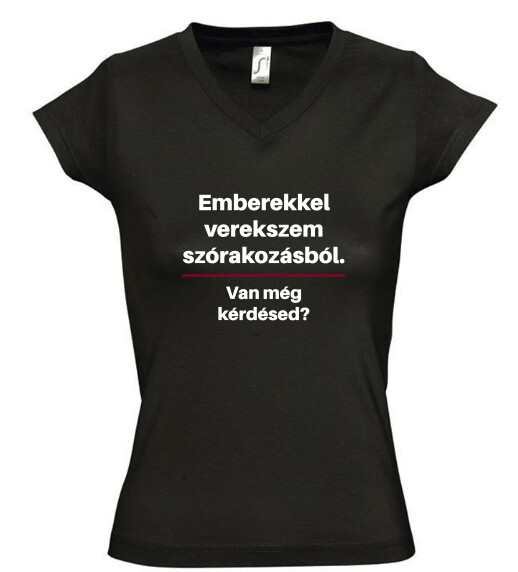 Női V nyakú póló