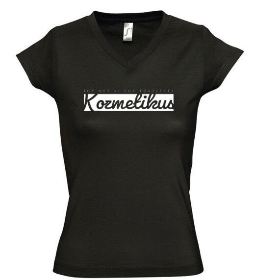 Női V nyakú póló