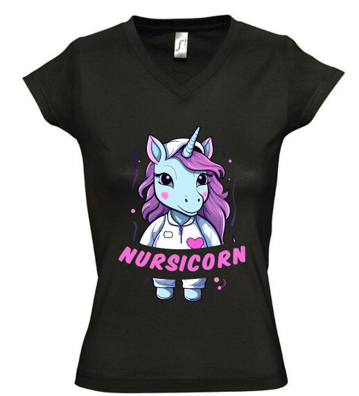 Női V nyakú póló