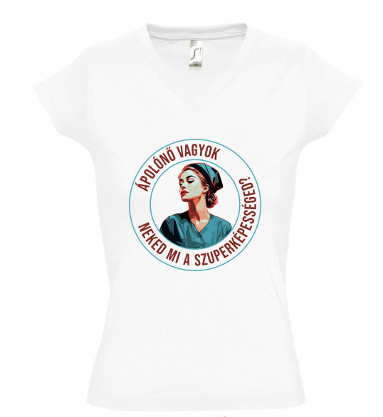 Női V nyakú póló