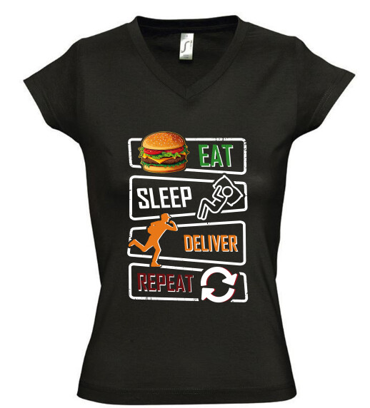 Női V nyakú póló