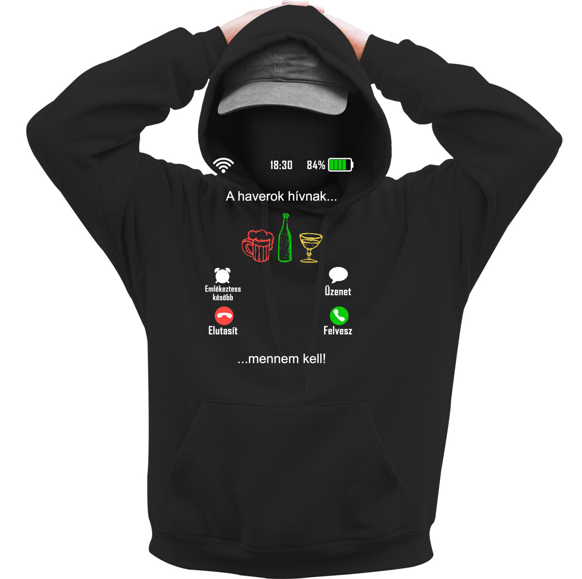 Kapucnis belebújós pulóver