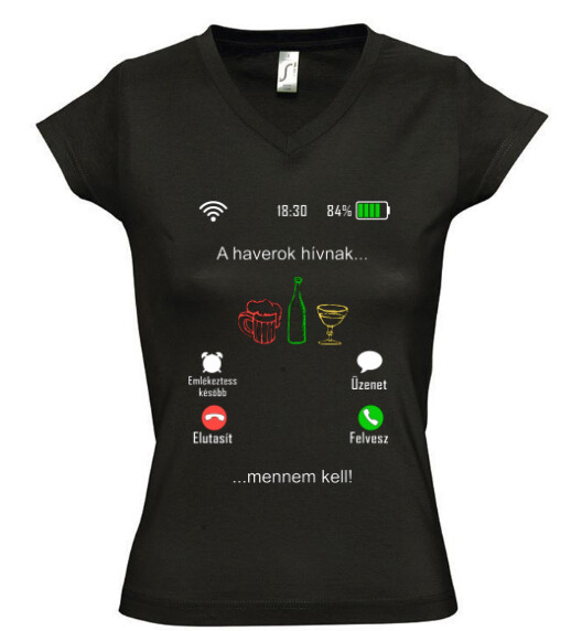 Női V nyakú póló