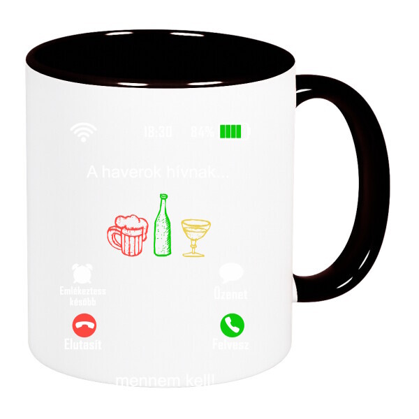 Színes fülű és belsejű bögre