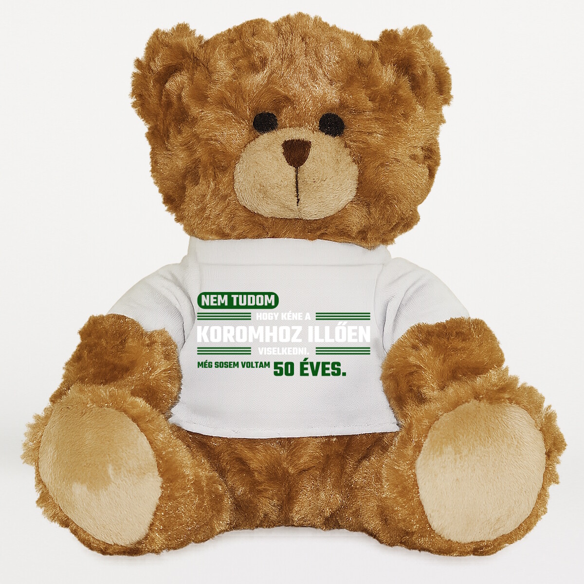 Plüssmaci egyedi pólóval