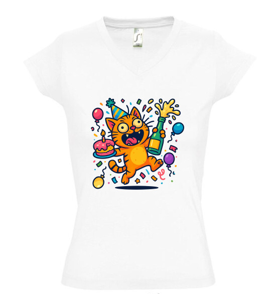 Női V nyakú póló