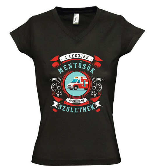 Női V nyakú póló