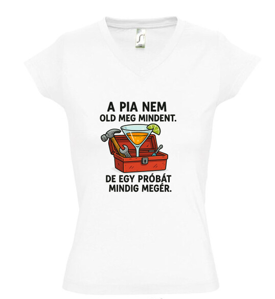 Női V nyakú póló