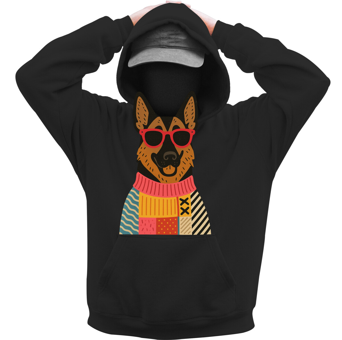 Kapucnis belebújós pulóver