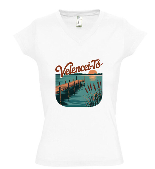 Női V nyakú póló