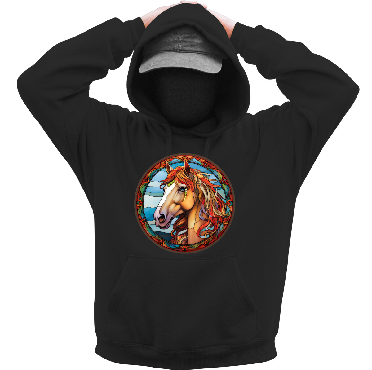 Kapucnis belebújós pulóver