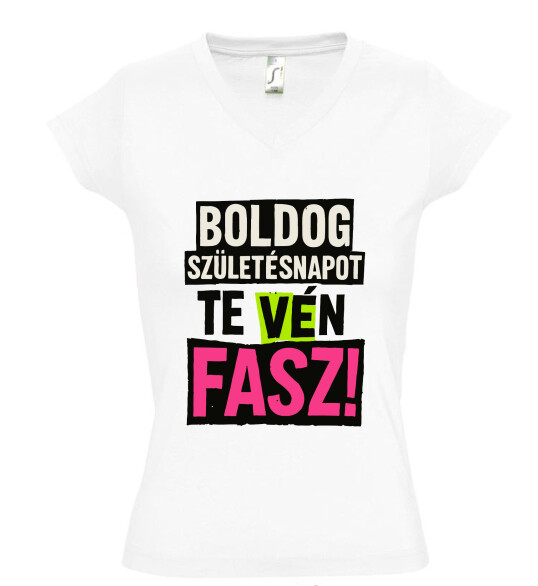 Női V nyakú póló