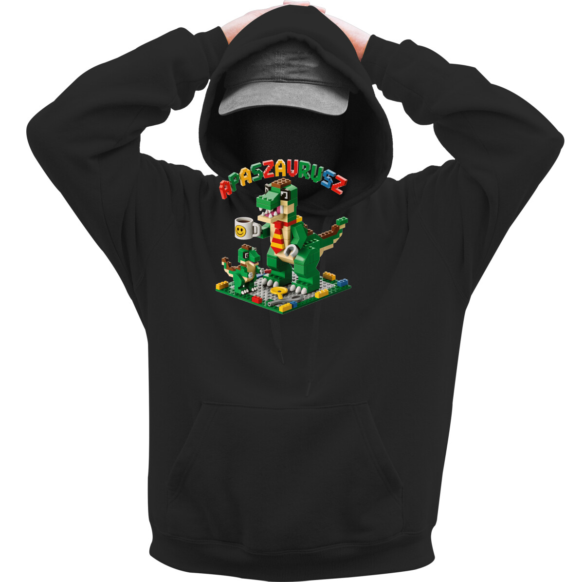 Kapucnis belebújós pulóver