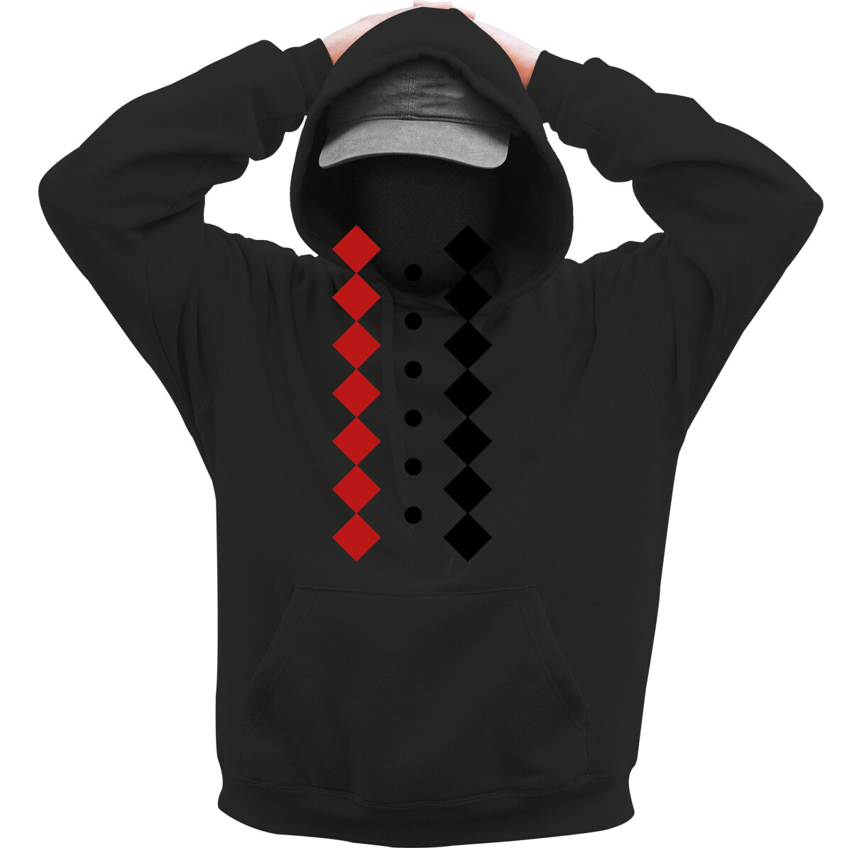 Kapucnis belebújós pulóver