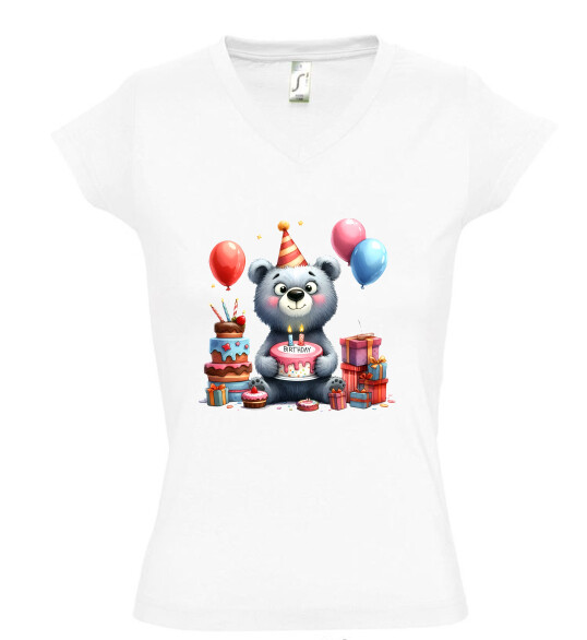 Női V nyakú póló