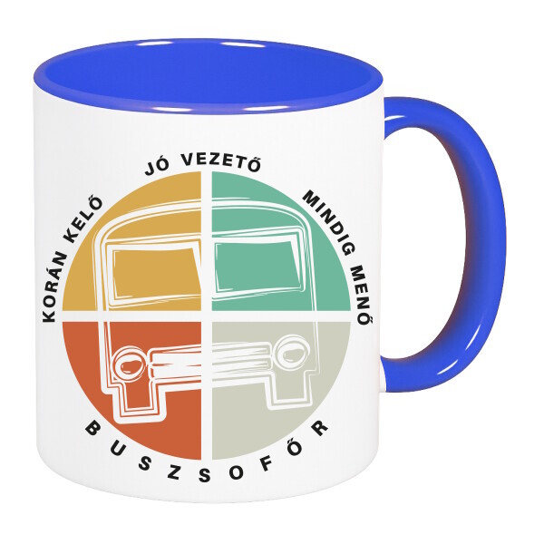 Színes fülű és belsejű bögre