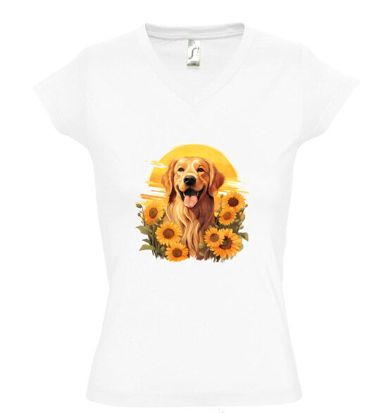 Női V nyakú póló