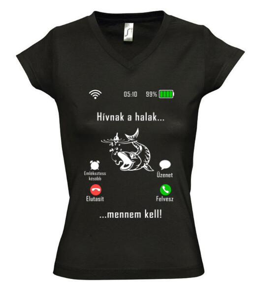 Női V nyakú póló