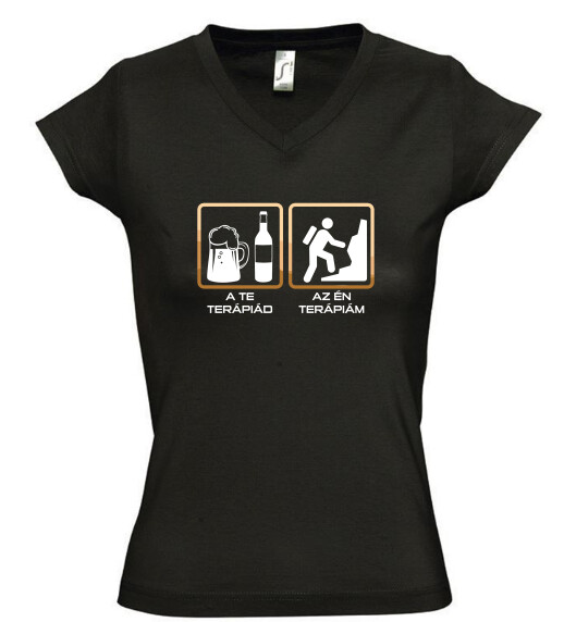 Női V nyakú póló