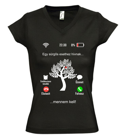 Női V nyakú póló