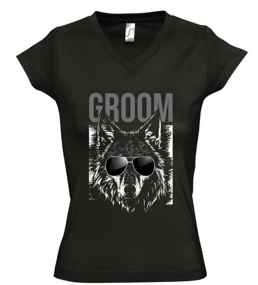 Női V nyakú póló