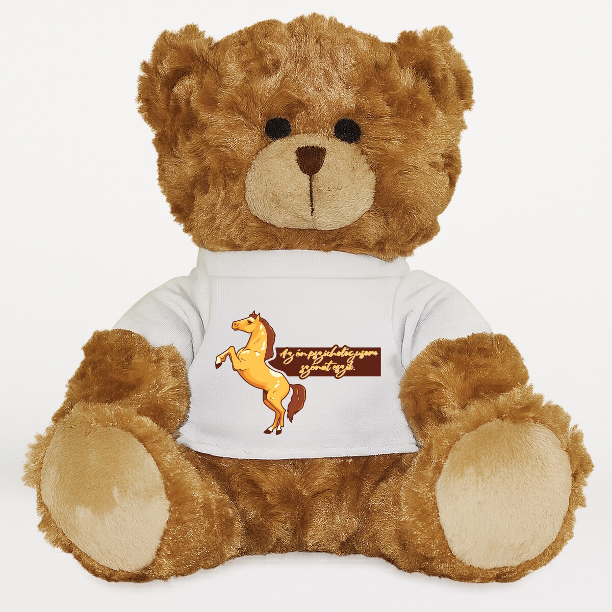 Plüssmaci egyedi pólóval