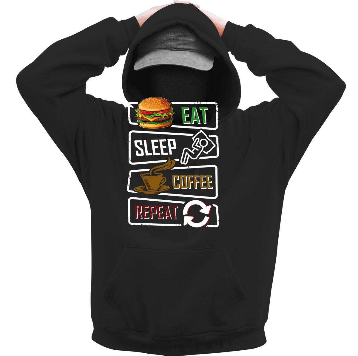 Kapucnis belebújós pulóver