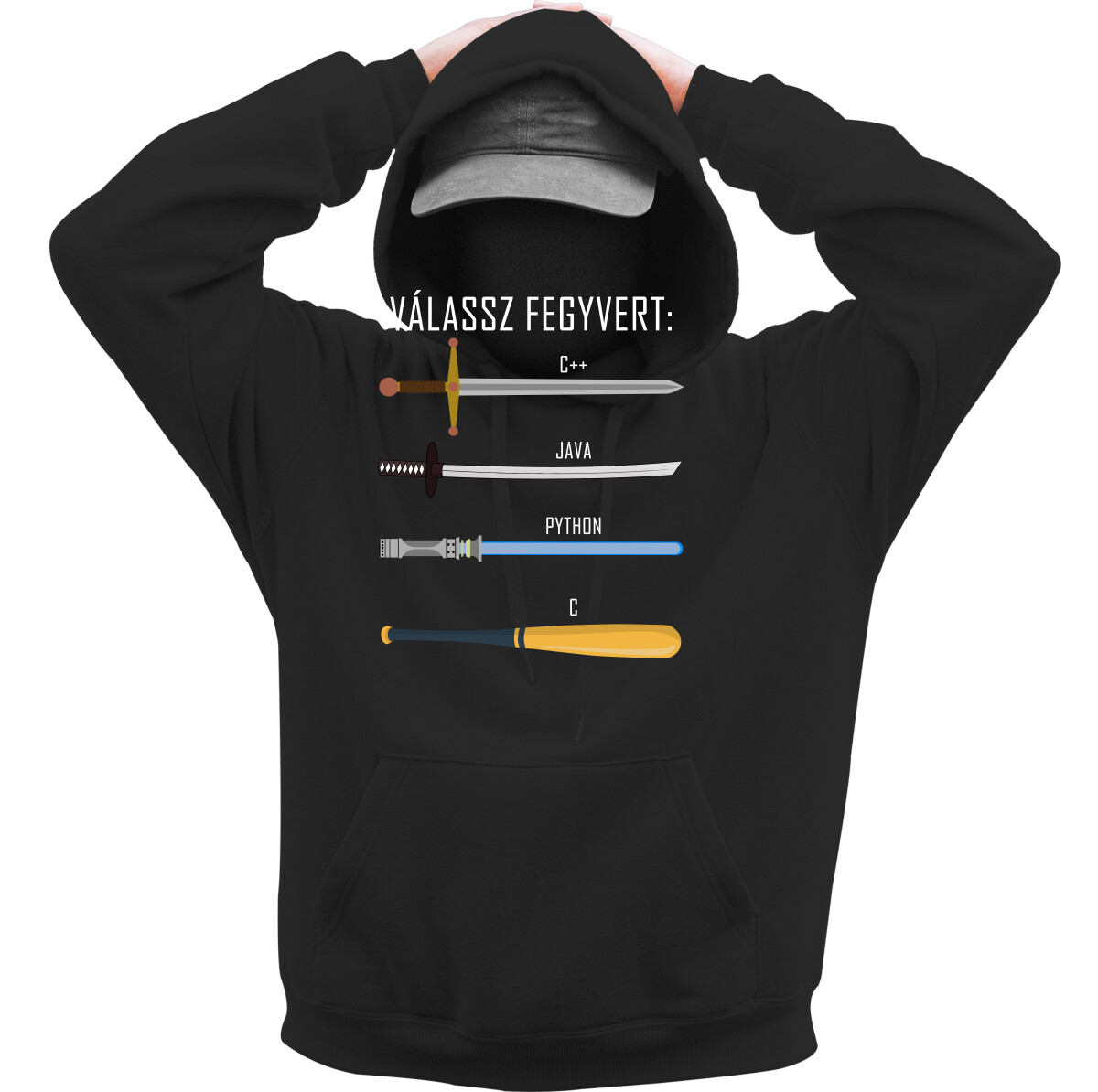 Kapucnis belebújós pulóver