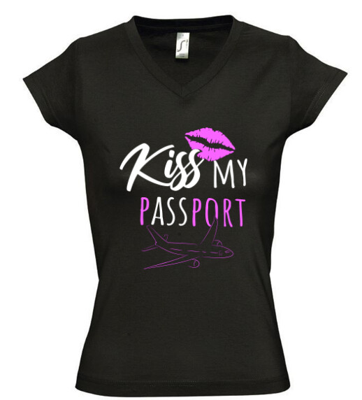 Női V nyakú póló