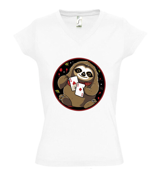 Női V nyakú póló