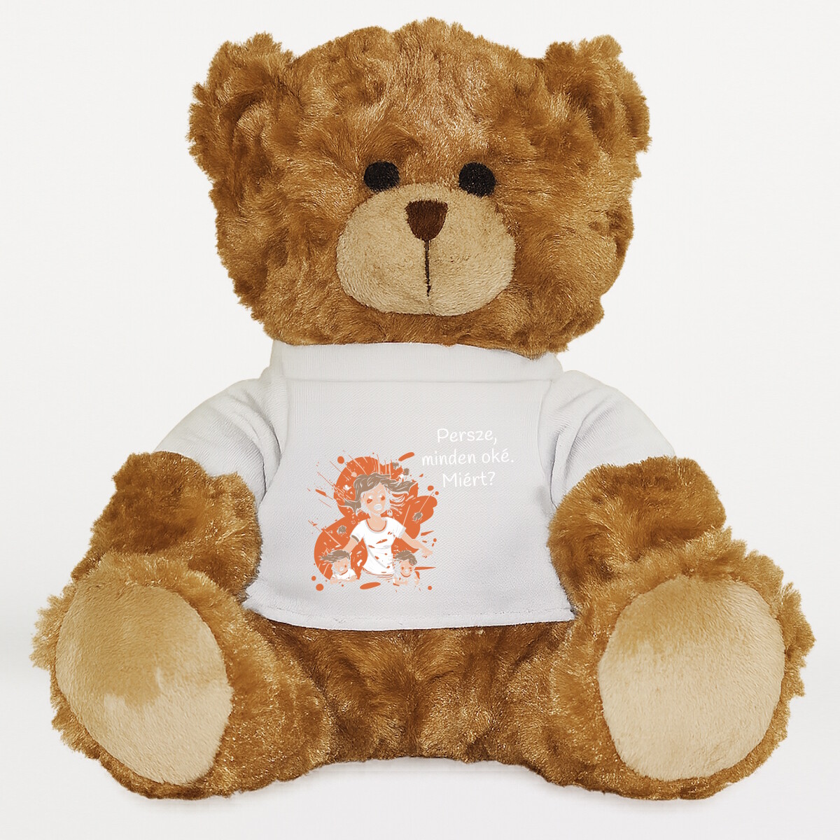 Plüssmaci egyedi pólóval