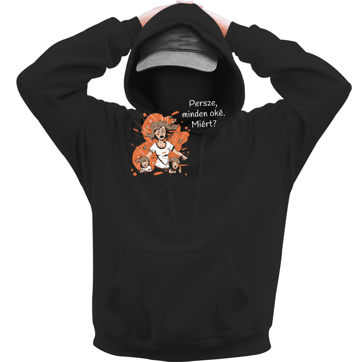 Kapucnis belebújós pulóver