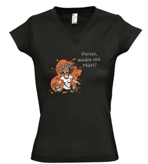 Női V nyakú póló