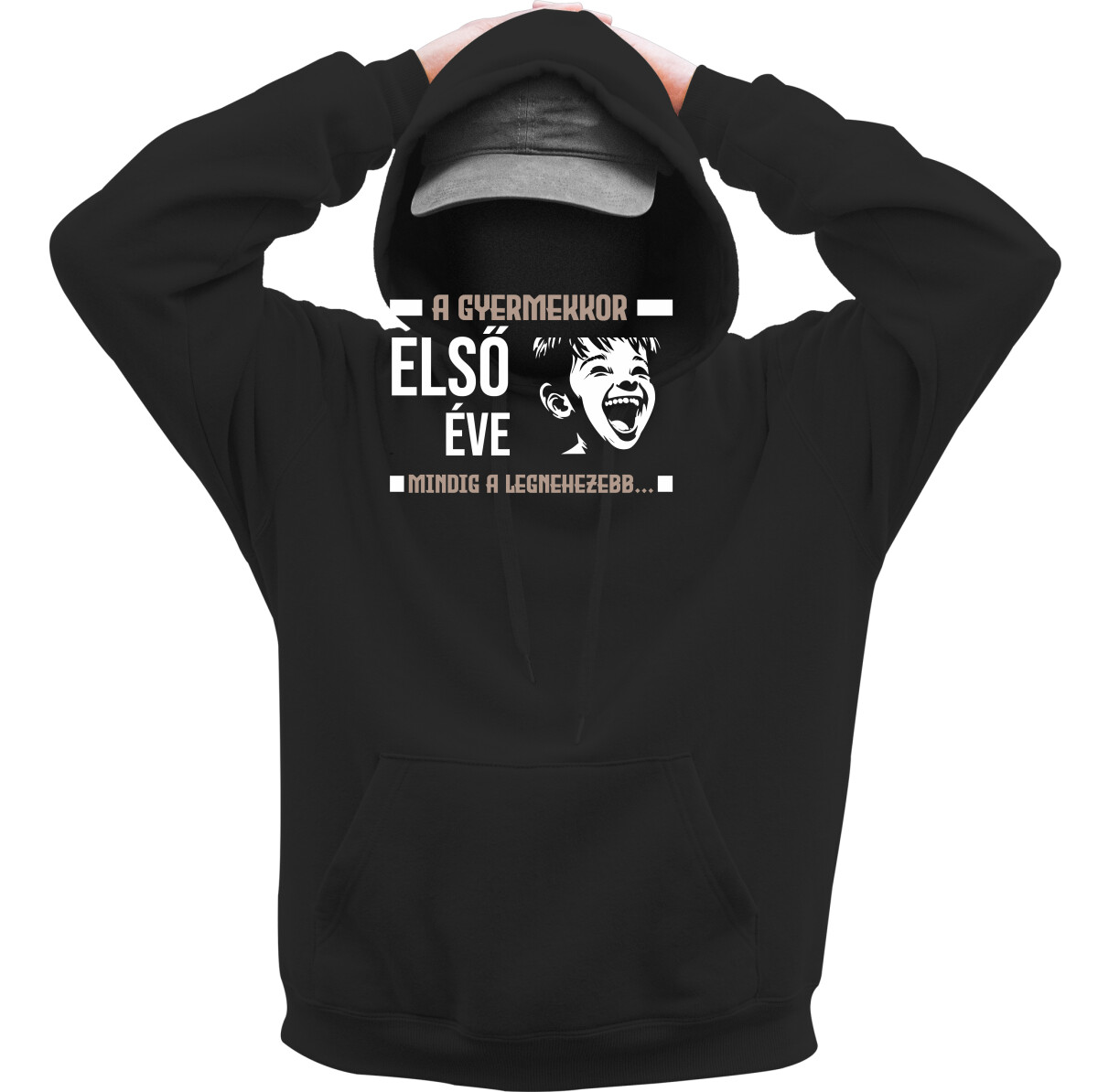 Kapucnis belebújós pulóver