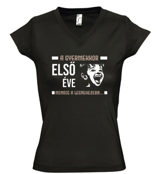 Női V nyakú póló