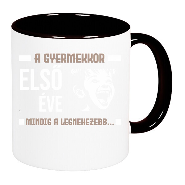 Színes fülű és belsejű bögre