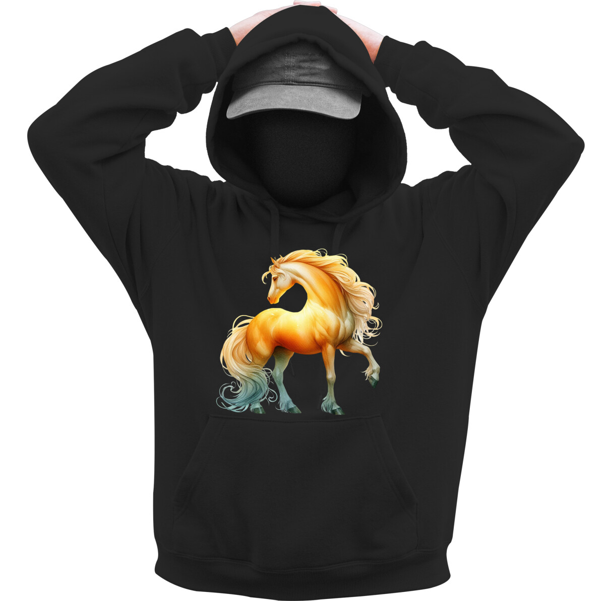 Kapucnis belebújós pulóver