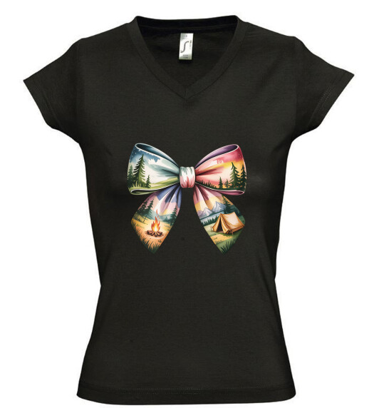 Női V nyakú póló